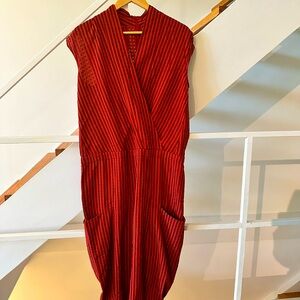 Zero + Maria Cornejo Tasmeen Jumpsuit Striped Surplice Red Size 6